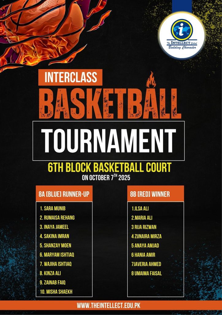 The Grade 8 students showcased their basketball skills in an exciting interclass tournament held on October 7th at the 6th Block Basketball Court! The event aimed to promote physical activity, teamwork, and sportsmanship among students. Chief Guest, Ms. Nimra, Coordinator of the Middle Section, added to the excitement with her presence! The thrilling matches concluded with: 🏆 Team B (Section B) as the Champions! 🥈 Team A (Section A) as the Runner-ups! A huge congratulations to the winners and participants! The event was a huge success, filled with energy, enthusiasm, and school spirit!